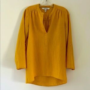 Ellen Tracy Sunflower yellow Relaxed Tunic with Mandarin Collar